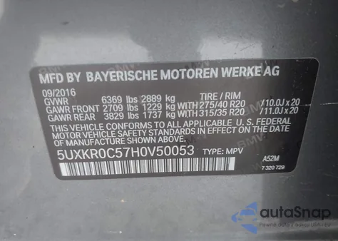 2017 BMW X5 xDrive35I from USA, damaged, VIN 5UXKR0C57H0V50053